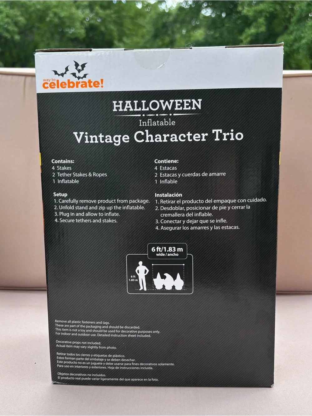 Way To Celebrate 6ft wide Light Up Halloween Inflatable Vintage Character Trio